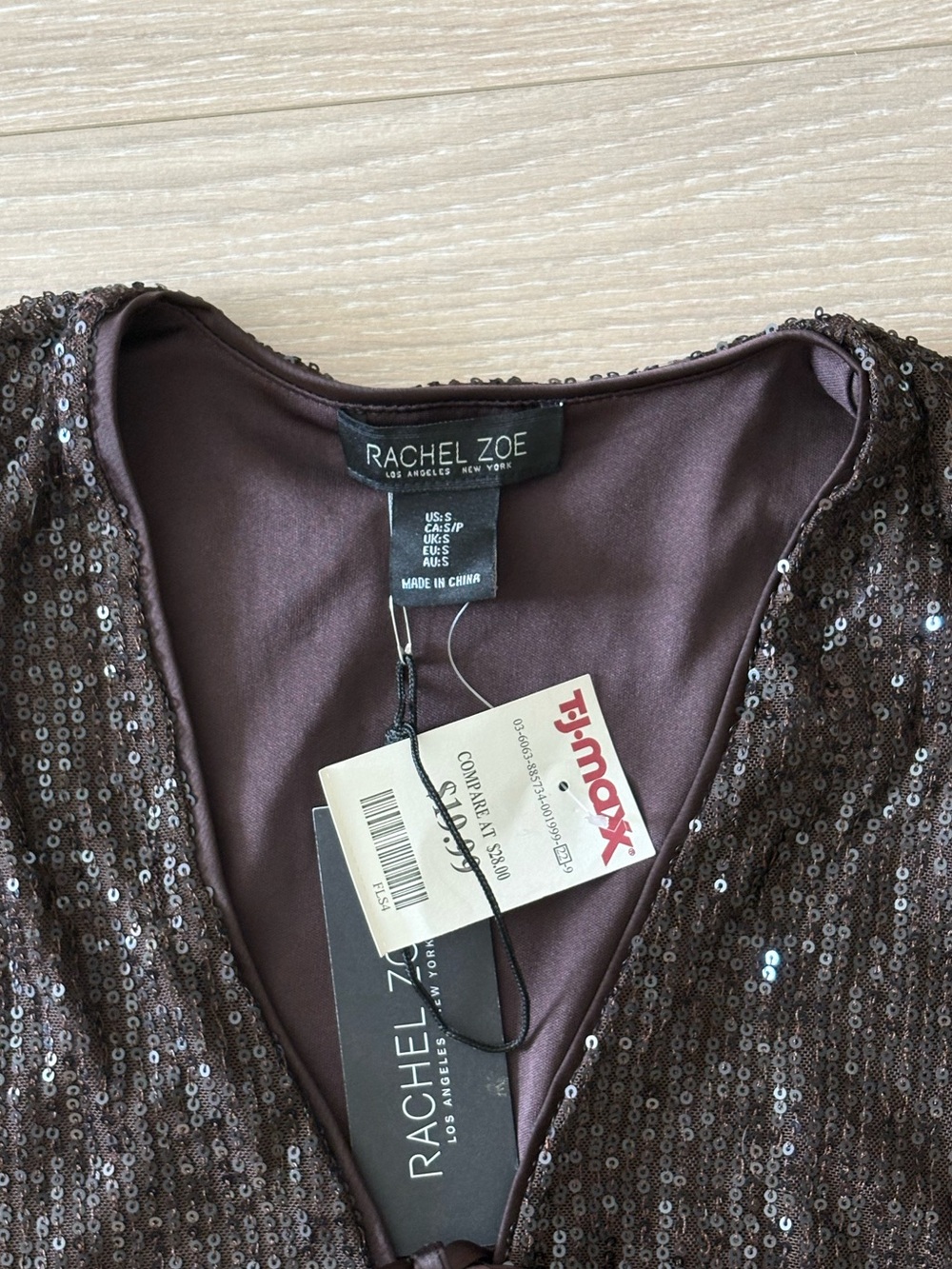 NWT Rachel Zoe Brown Sequin V-Neck Party Top - Picture 4 of 4